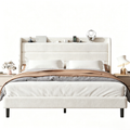 Frostbloom Bed Frame with Charging Station (USB & Type-C) and Wingback Headboard
