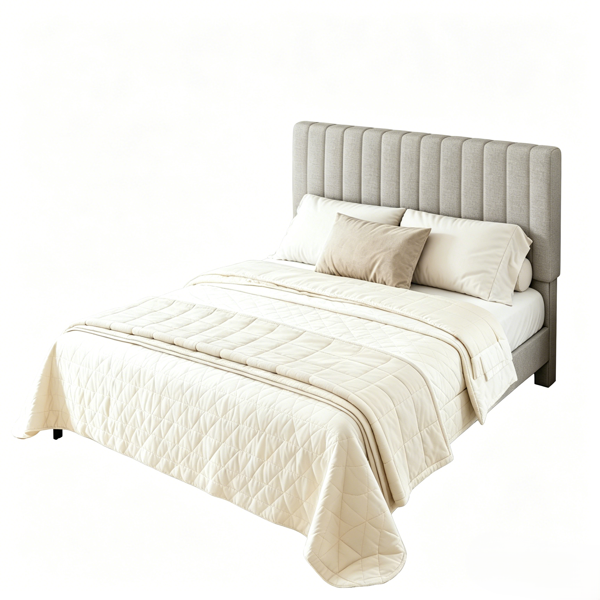 Frostbloom Bed Frame Platform with Upholstered Headboard, No Box Spring Needed