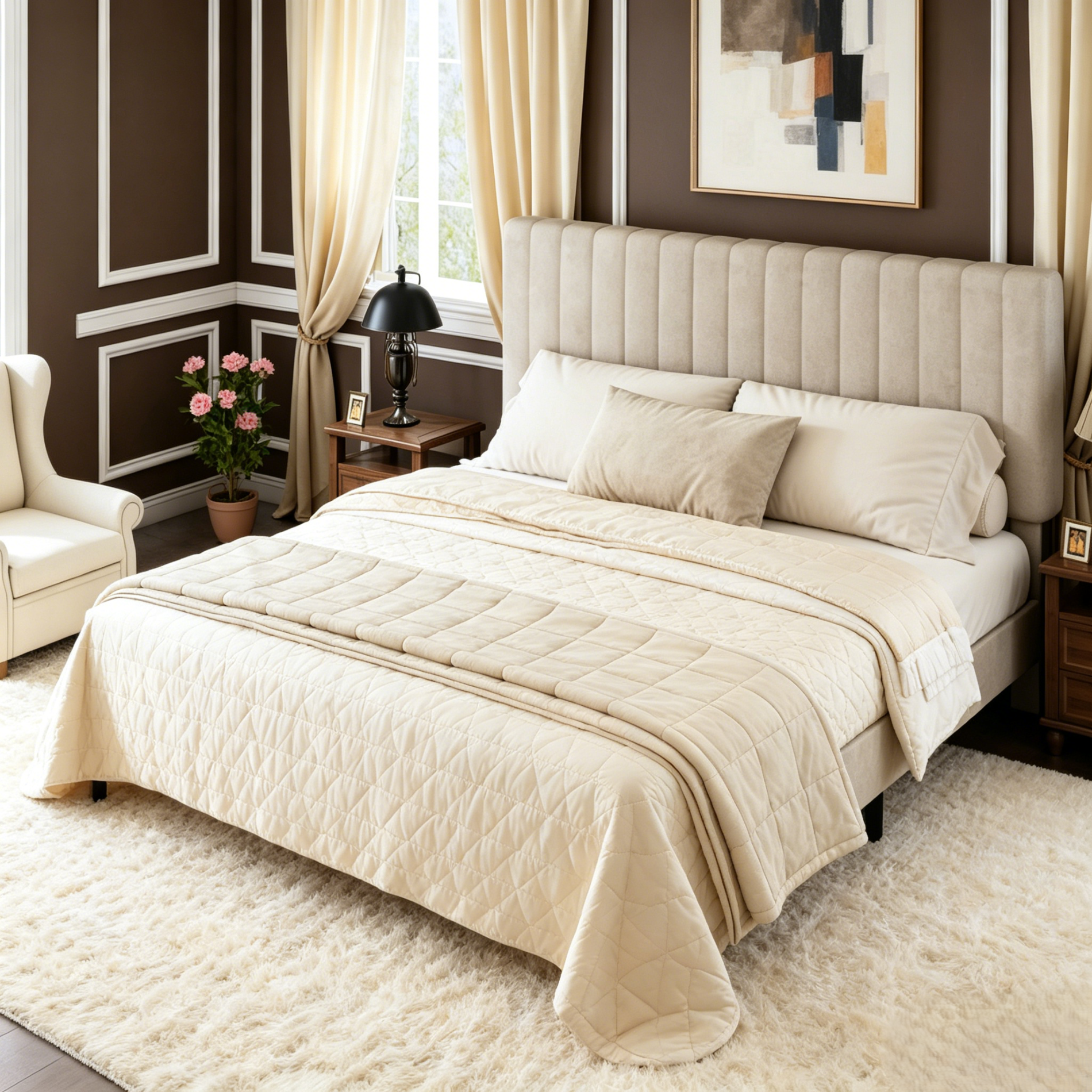 Frostbloom Platform Bed Frame with Upholstered Headboard