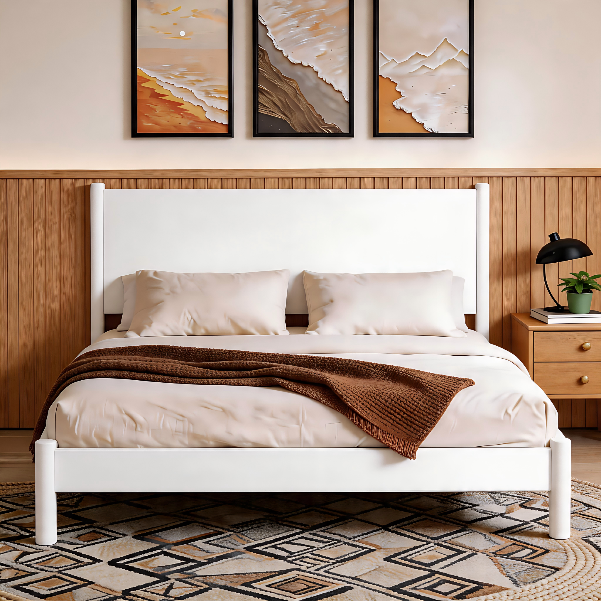 Frostbloom Modern Solid Wood Platform Bed Frame