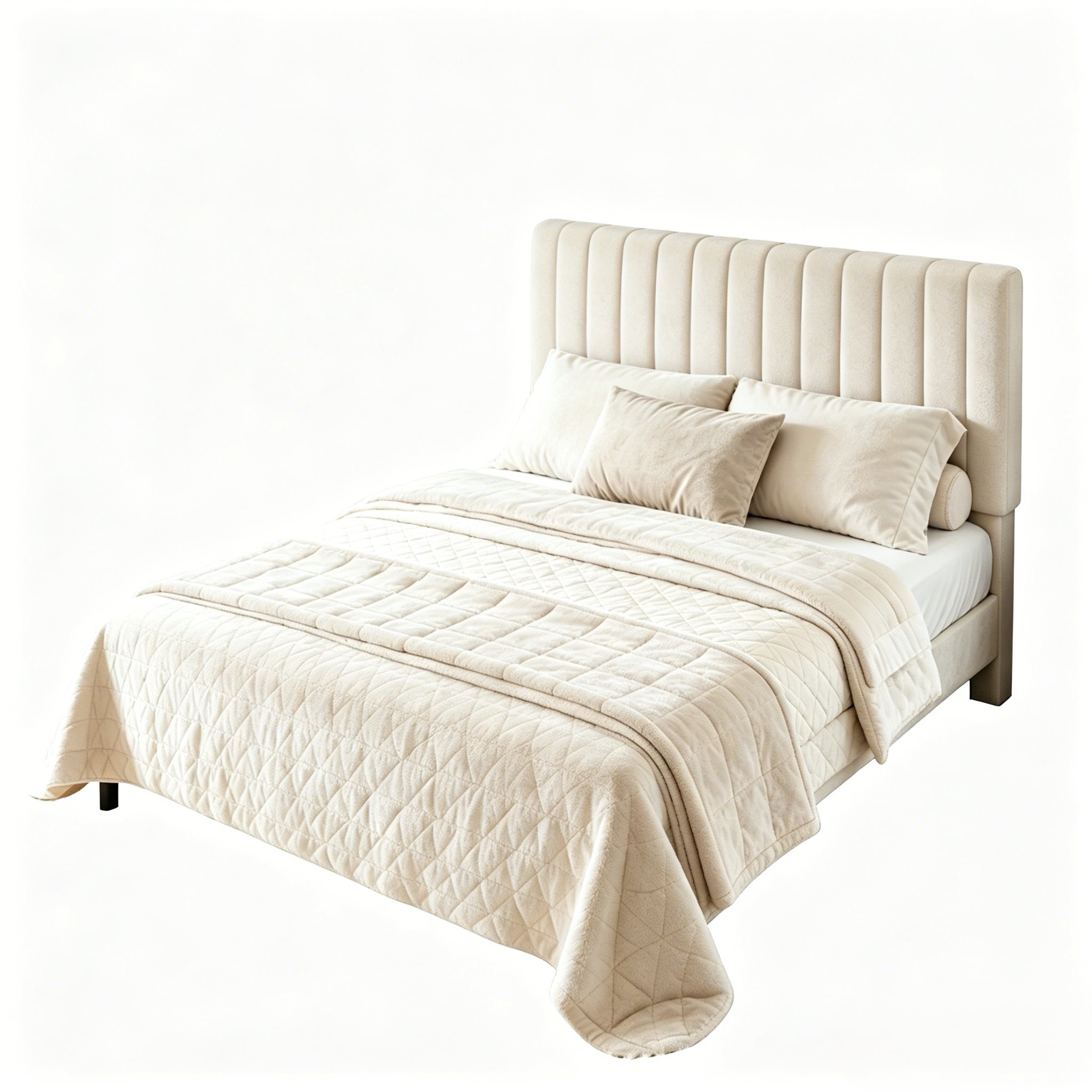 Frostbloom Bed Frame Platform with Upholstered Headboard, No Box Spring Needed