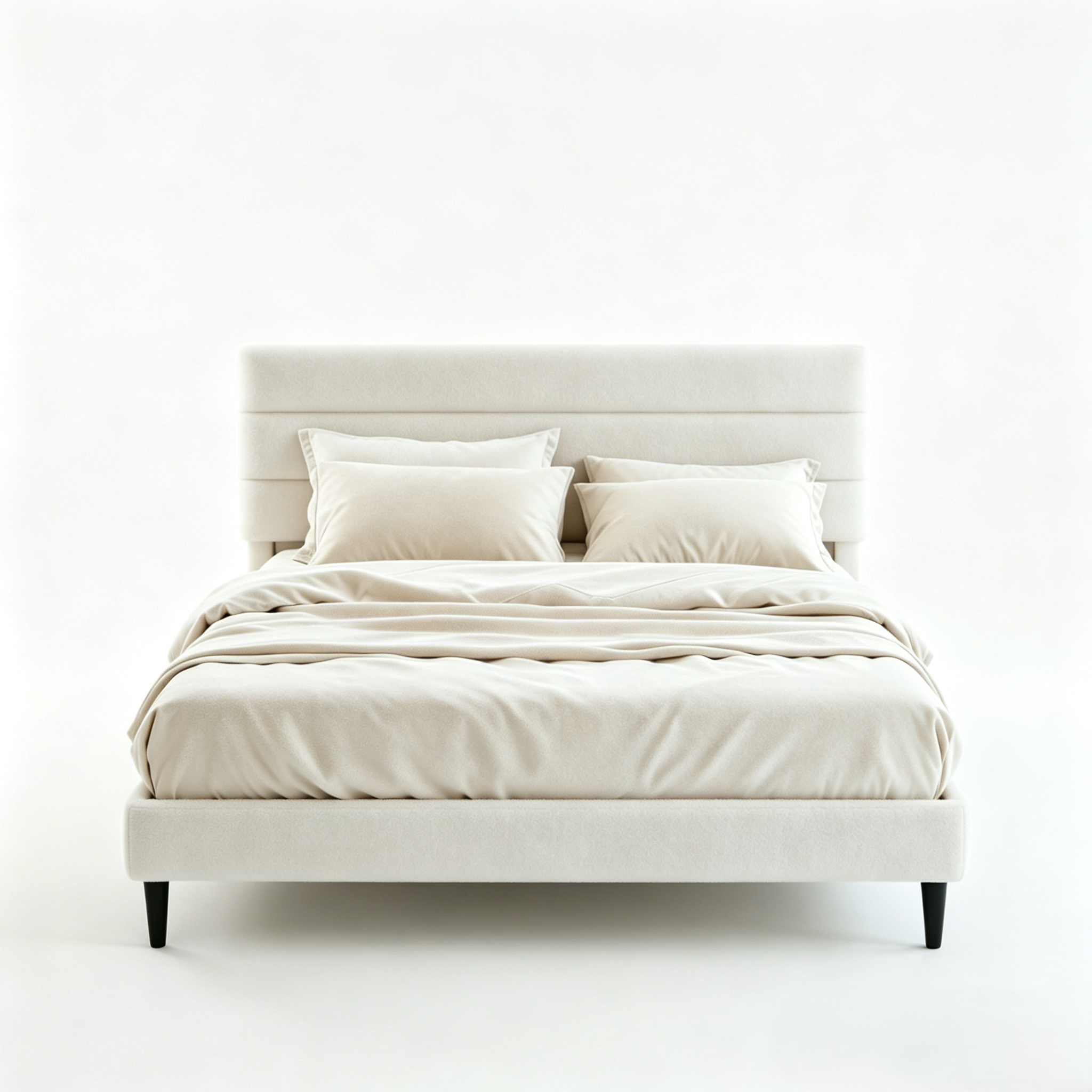 Frostbloom   Upholstered Platform Bed Frame with Solid Wood Slats