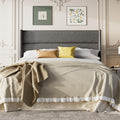 Frostbloom Full Size Platform Bed Frame, Linen Upholstered Wingback Headboard, Dark Gray