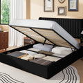 Frostbloom King Size Velvet Lift Up Storage Bed with Wingback Headboard, Black