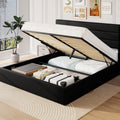 Frostbloom Modern Velvet Upholstered King Bed with 3-Panel Wingless Headboard, Lift Up Storage Frame, No Box Spring Needed, Black