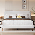 Frostbloom King Bed Frame with Boucle Adjustable Headboard, Cloud Style Upholstered Platform Bed, White